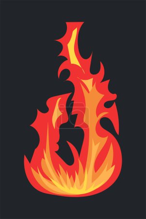 Téléchargez les photos : Burning fire effect, warm flame for campfire or fireplace. Illustration in comic cartoon design - en image libre de droit
