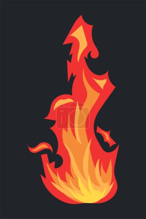 Téléchargez les photos : Burning fire effect and pillar of flame, flammable explosion energy. Illustration in comic cartoon design - en image libre de droit