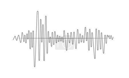 Téléchargez les photos : Simple line sound wave for voice recording or radio signal. Illustration in graphic design isolated - en image libre de droit