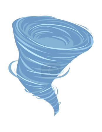 Téléchargez les photos : Tornado effect with blue swirl funnel and hurricane wind disaster. Illustration in comic cartoon design - en image libre de droit