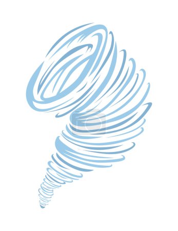 Téléchargez les photos : Tornado effect with blue line swirl funnel and curve vortex. Illustration in comic cartoon design - en image libre de droit