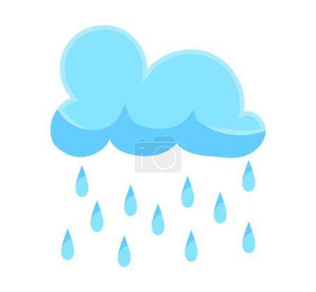 Photo for Blue rain cloud and falling drops of rainfall. Weather forecast element. Illustration in cartoon design - Royalty Free Image