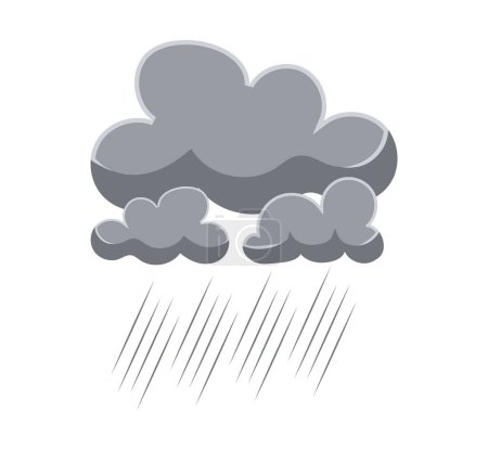 Téléchargez les photos : Grey rainy clouds with falling drops. Weather forecast element. Illustration in cartoon design - en image libre de droit