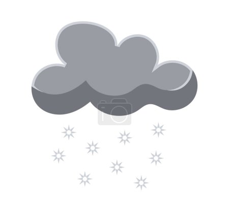 Téléchargez les photos : Grey snow cloud and falling snowflakes. Weather forecast element. Illustration in cartoon design - en image libre de droit