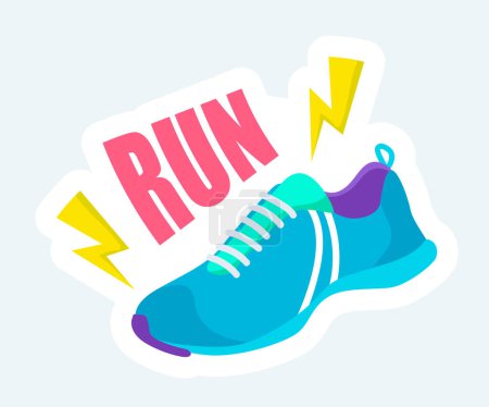 Photo for Sneaker for running and jogging. Sports and competition. Illustration in cartoon sticker design - Royalty Free Image