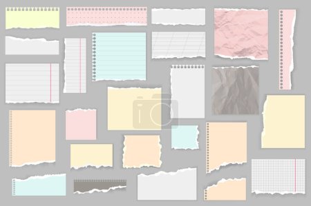Photo for Ripped papers mega set in flat design. Bundle elements of colorful torn paper sheets, sticky notes shreds, notebook edges, empty and lined stripes. Illustration isolated graphic objects - Royalty Free Image