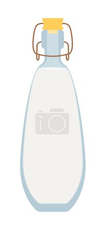Illustration for Milk or yogurt drinks in glass bottle with cap. Dairy products. Vector illustration isolated design - Royalty Free Image