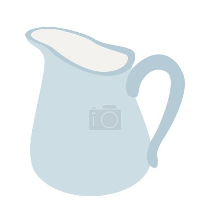 Téléchargez les illustrations : Pot en céramique pour lait, yaourt, kéfir et autres boissons. Produits laitiers. Illustration vectorielle design isolé - en licence libre de droit