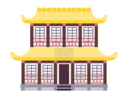 Illustration for Palace or temple in old architecture style of Chinese or Japanese culture. Vector illustration isolated design - Royalty Free Image