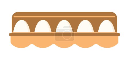 Illustration for Chicken eggs in cardboard tray. Cooking and baking ingredients at kitchen. Vector illustration isolated design - Royalty Free Image