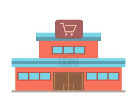 Illustration for Shop building front on street. Supermarket facade for cityscape. Vector illustration isolated design - Royalty Free Image
