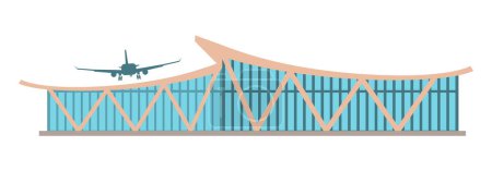Téléchargez les illustrations : Bâtiments aéroportuaires avec façade en verre dans une architecture de style moderne. Illustration vectorielle design isolé - en licence libre de droit