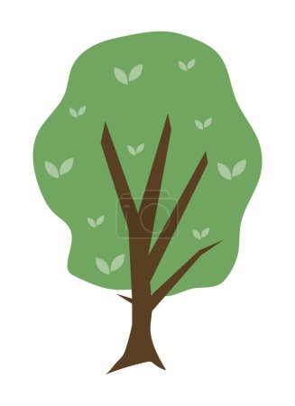 Illustration for Leafy tree with green leaves in crown. Plants for nature landscapes. Vector illustration isolated design - Royalty Free Image
