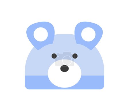 Téléchargez les illustrations : Chapeau bleu avec joli visage d'ours et oreilles pour bébé garçon. Des vêtements pour bébés. Illustration vectorielle design isolé - en licence libre de droit