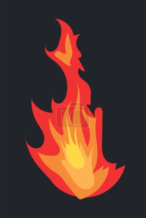 Téléchargez les illustrations : Flaming fire and flame effect in bright red and orange colors. Vector illustration in comic cartoon design - en licence libre de droit