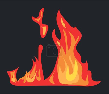 Ilustración de Flaming fire effect in red and orange colors for bonfire. Vector illustration in comic cartoon design - Imagen libre de derechos