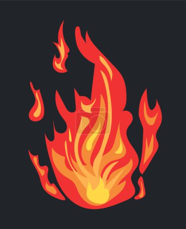 Ilustración de Burning fire effect with flame sparks for bonfire or campfire. Vector illustration in comic cartoon design - Imagen libre de derechos