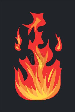 Ilustración de Burning fire effect with sparks, warm flame for fireplace. Vector illustration in comic cartoon design - Imagen libre de derechos