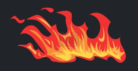 Ilustración de Burning fire effect and flame border of wildfire with sparks. Vector illustration in comic cartoon design - Imagen libre de derechos