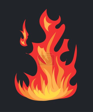 Téléchargez les illustrations : Burning fire for campfire and bright flame effect for fireplace. Vector illustration in comic cartoon design - en licence libre de droit