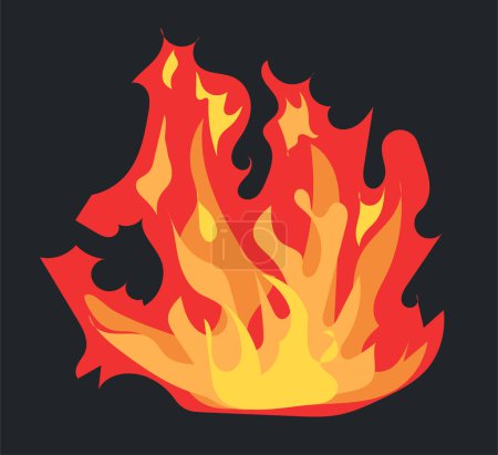 Illustration for Bright burning fire and hot flame effect, flammable symbol. Vector illustration in comic cartoon design - Royalty Free Image