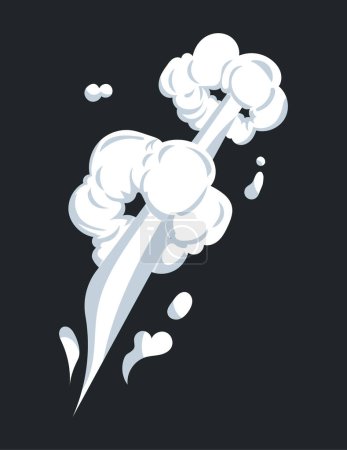 Téléchargez les illustrations : Smoke effect with cloud explosions and moving wind trail. Vector illustration in comic cartoon design - en licence libre de droit