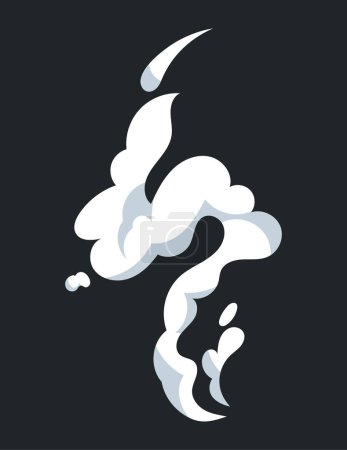 Téléchargez les illustrations : Smoke effect with white flowing trail and fluffy cloud shapes move. Vector illustration in comic cartoon design - en licence libre de droit