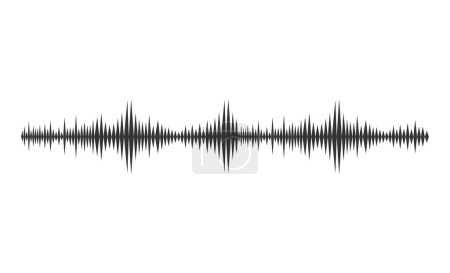 Sound wave with black lines signal, high frequency radio wave. Vector illustration in graphic design isolated