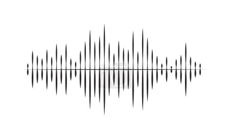 Téléchargez les illustrations : Line sound wave for music player, audio recording or radio signal. Vector illustration in graphic design isolated - en licence libre de droit
