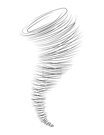 Téléchargez les illustrations : Tornado effect with black line spiral funnel and abstract swirl vortex. Vector illustration in comic cartoon design - en licence libre de droit