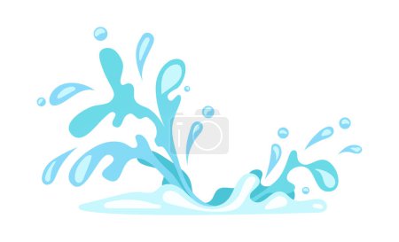 Téléchargez les illustrations : Fresh water effect with splashes dynamic and drops move. Vector illustration in comic cartoon design - en licence libre de droit