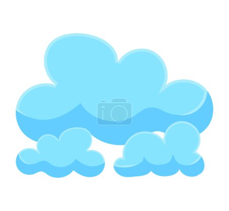 Ilustración de Blue cumulus or fluffy clouds, overcast sign. Weather forecast element. Vector illustration in cartoon design - Imagen libre de derechos
