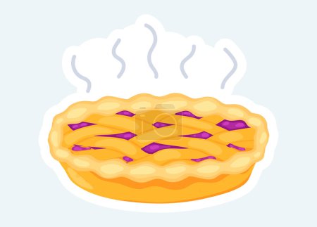 Ilustración de Sweet berry pie with braided top. Desserts and pastry. Vector illustration in cartoon sticker design - Imagen libre de derechos