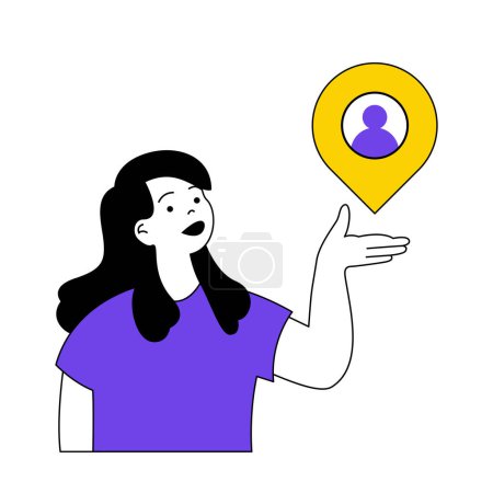 Illustration for Recruitment concept with cartoon people in flat design for web. Woman finding new candidates to open vacancies and occupation contract. Vector illustration for social media banner, marketing material. - Royalty Free Image