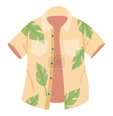 Illustration for Summer shirt in flat design. Vacation tropical male clothing model. Vector illustration isolated. - Royalty Free Image