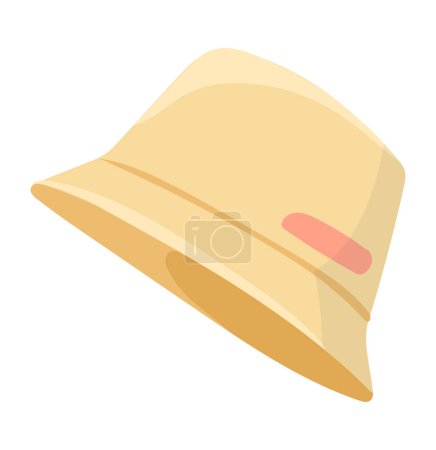 Illustration for Summer panama hat in flat design. Casual man or kid head accessory model. Vector illustration isolated. - Royalty Free Image