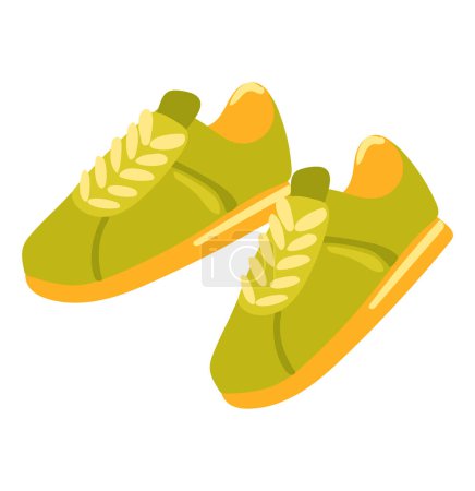 Illustration for Cute sneakers in flat design. Casual sportswear sportswear for walking. Vector illustration isolated. - Royalty Free Image