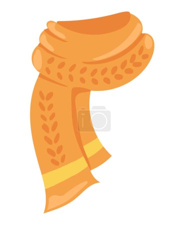 Ilustración de Bonita bufanda cálida en diseño plano. Prendas de abrigo de temporada de punto accesorio cuello. Ilustración vectorial aislada. - Imagen libre de derechos