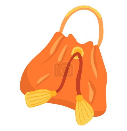 Illustration for Cute handbag in flat design. Fashionable female bag or wallet accessory. Vector illustration isolated. - Royalty Free Image