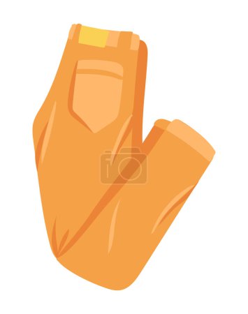 Illustration for Orange pants with pocket in flat design. Stylish female or male trousers. Vector illustration isolated. - Royalty Free Image