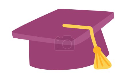 Ilustración de Sombrero de graduación en diseño plano. Símbolo tradicional en el logro del diploma. Ilustración vectorial aislada. - Imagen libre de derechos