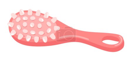 Illustration for Massage brush in flat design. Pink anti cellulite therapy accessory. Vector illustration isolated. - Royalty Free Image