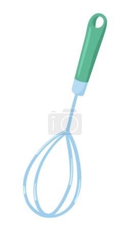 Illustration for Whisk in flat design. Kitchenware tool for mixing and whipped liquid dough. Vector illustration isolated. - Royalty Free Image
