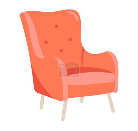 Illustration for Red armchair in flat design. Stylish elegance chair for home interior. Vector illustration isolated. - Royalty Free Image