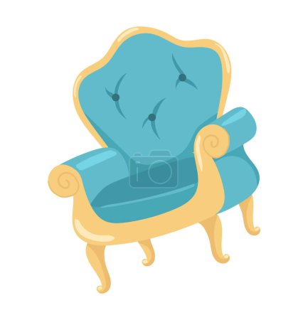 Illustration for Royal armchair in flat design. Luxury vintage furniture with curved elements. Vector illustration isolated. - Royalty Free Image