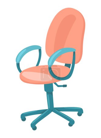 Illustration for Office chair in flat design. Armchair with adjustable elements and wheels. Vector illustration isolated. - Royalty Free Image