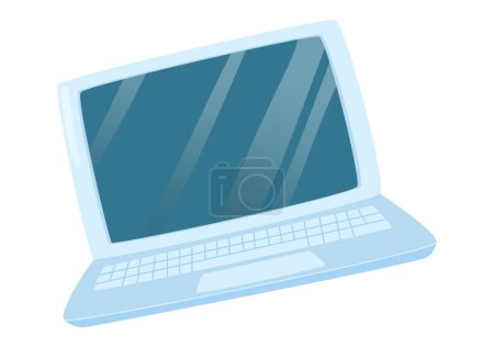 Illustration for Laptop in flat design. Portable computing device with keyboard for office. Vector illustration isolated. - Royalty Free Image