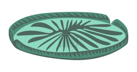 Almohadilla de lirio de agua de diseño plano. Hojas verdes redondeadas de flor acuática de loto. Ilustración vectorial aislada.