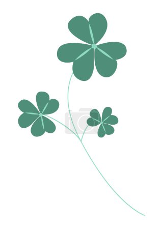 Illustration for Abstract clover leaves flat in flat design. Green twig of luck plant. Vector illustration isolated. - Royalty Free Image