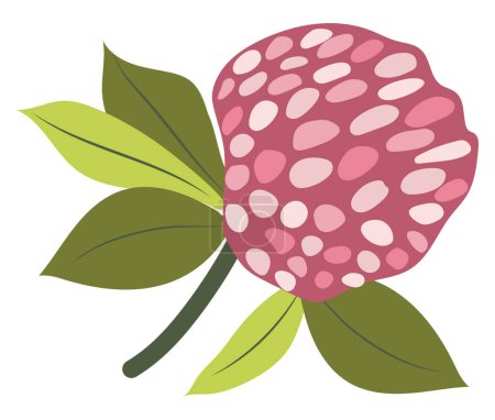 Illustration for Abstract pink hydrangea in flat design. Blooming bouquet with leaves. Vector illustration isolated. - Royalty Free Image